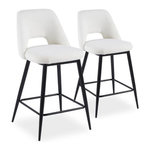 Paris Prix Lot de 2 Chaises de Bar  Bouclette  92cm Crème & Noir