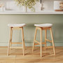 Voir la diapositive 2 : Rendez vous déco Lot de 2 tabourets pour îlot central 65,5 cm en bois et tissu beige-Jude