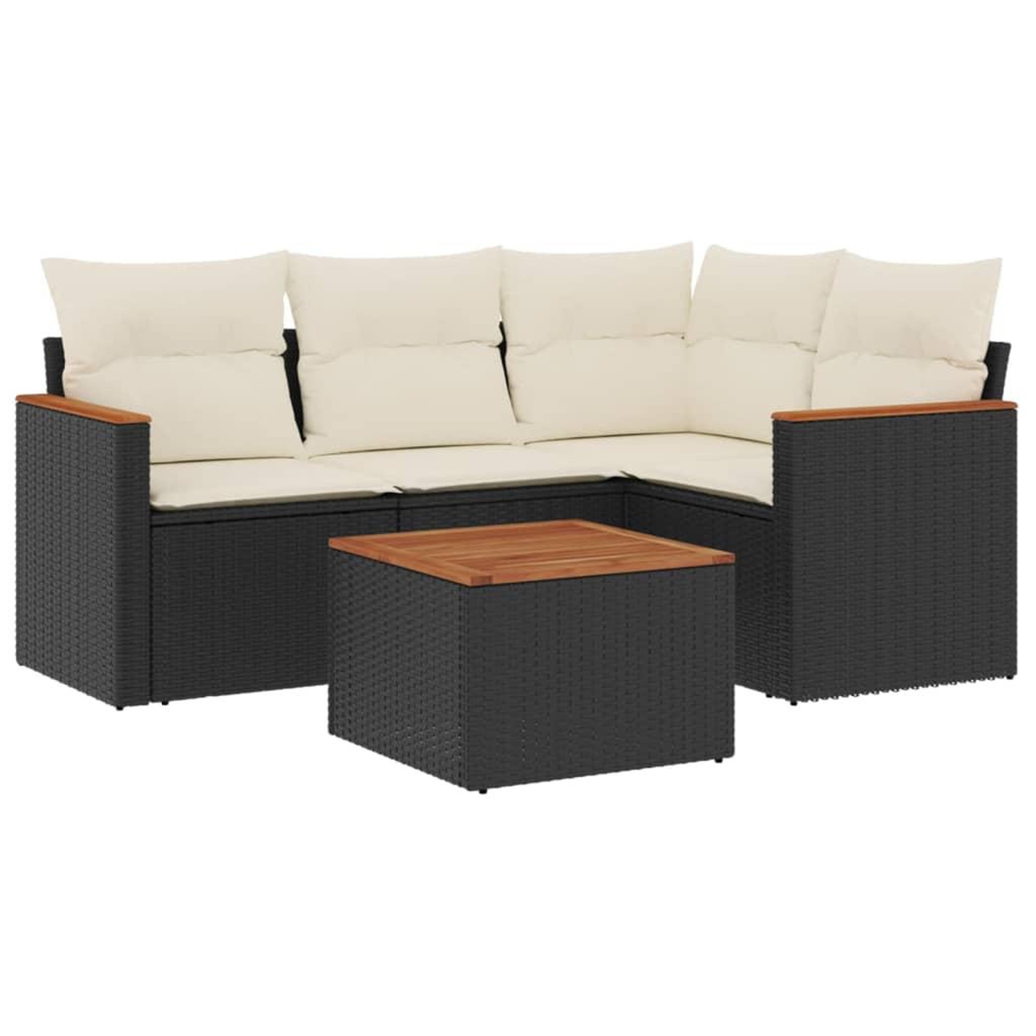 Voir la diapositive 2 : VIDAXL Salon de jardin 5 pcs avec coussins noir resine tressee