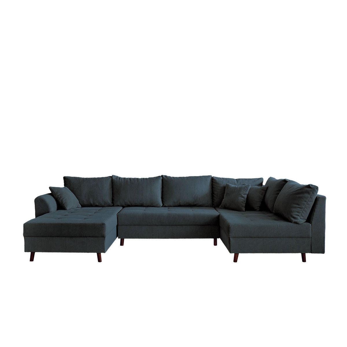 LISA DESIGN Rune - canapé panoramique d'angle droit - 7 places - en velours côtelé