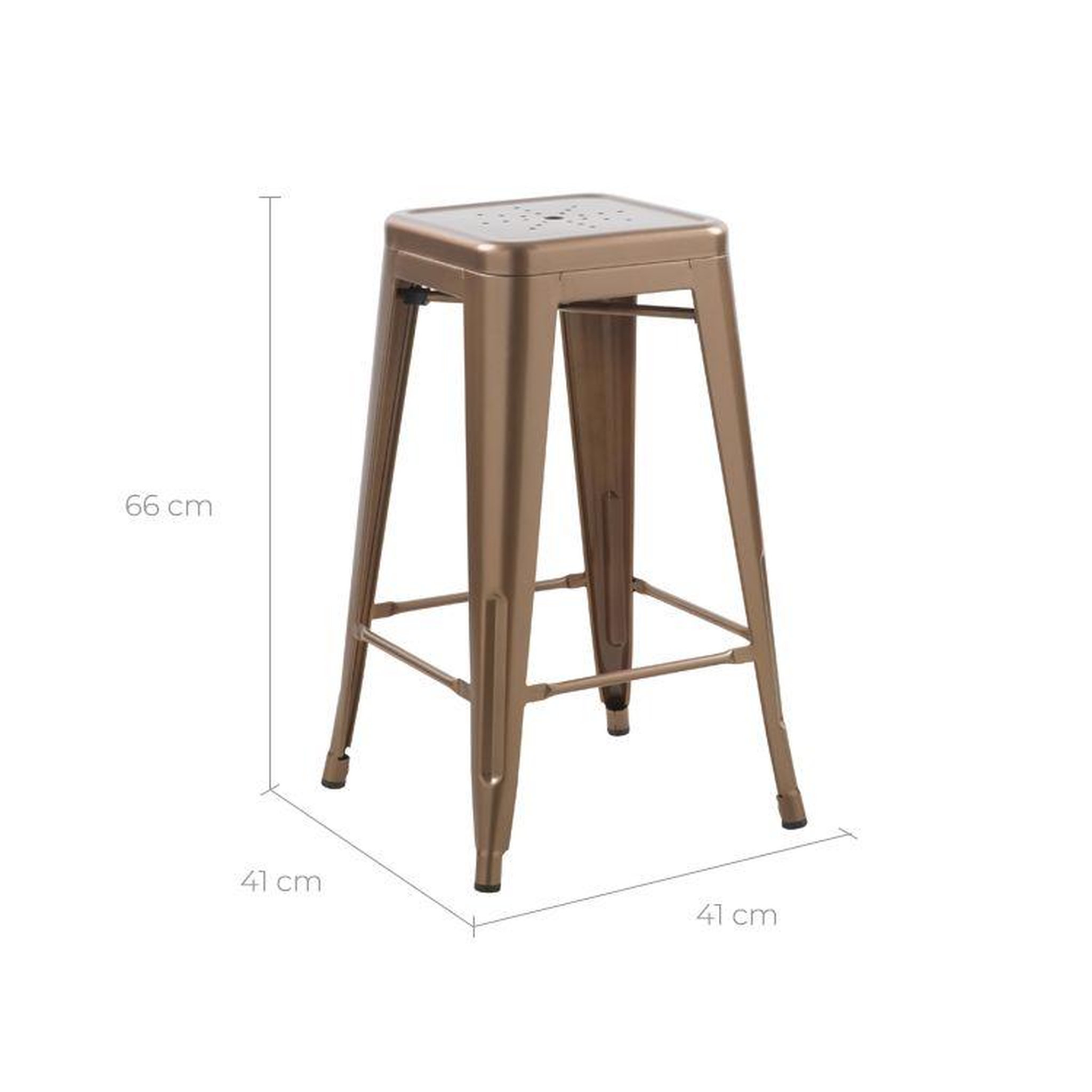 Voir la diapositive 4 : MAISON PAVANE Lot de 2 tabourets pour îlot central 66 cm en métal cuivre mat-indus
