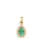 L'ATELIER D'AZUR Pendentif Or 18 Carats 750 Jaune Topaze Paraiba et Zirconiums - Motif Goutte - Chaine Offerte