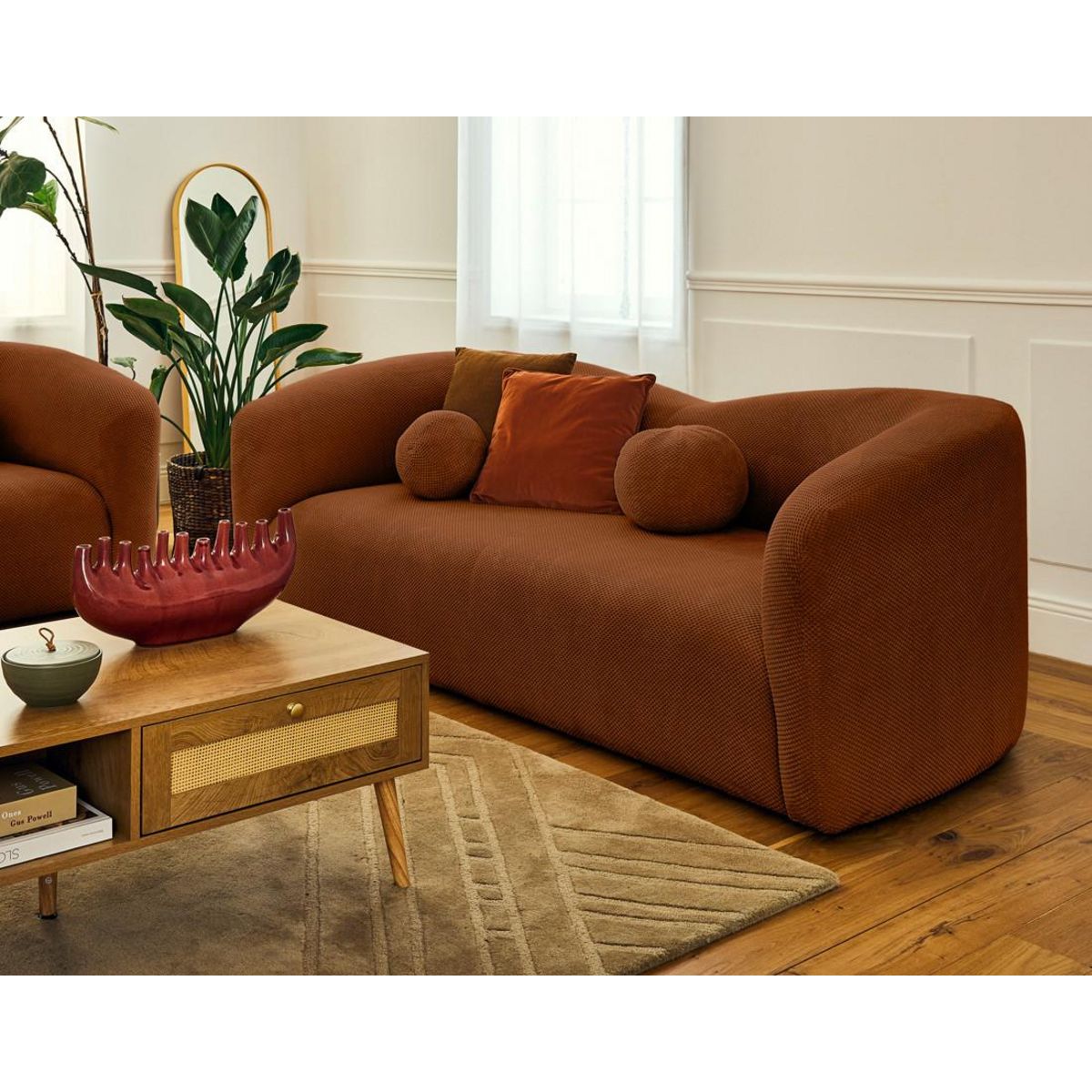 LISA DESIGN Charles - canapé droit 3 places en velours texturé