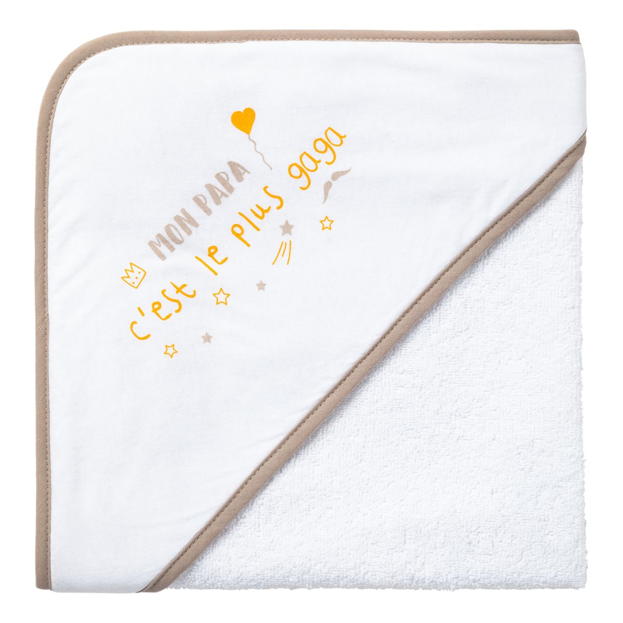 Voir la diapositive 2 : Babycalin Cape de bain bébé 70x70cm Message Papa