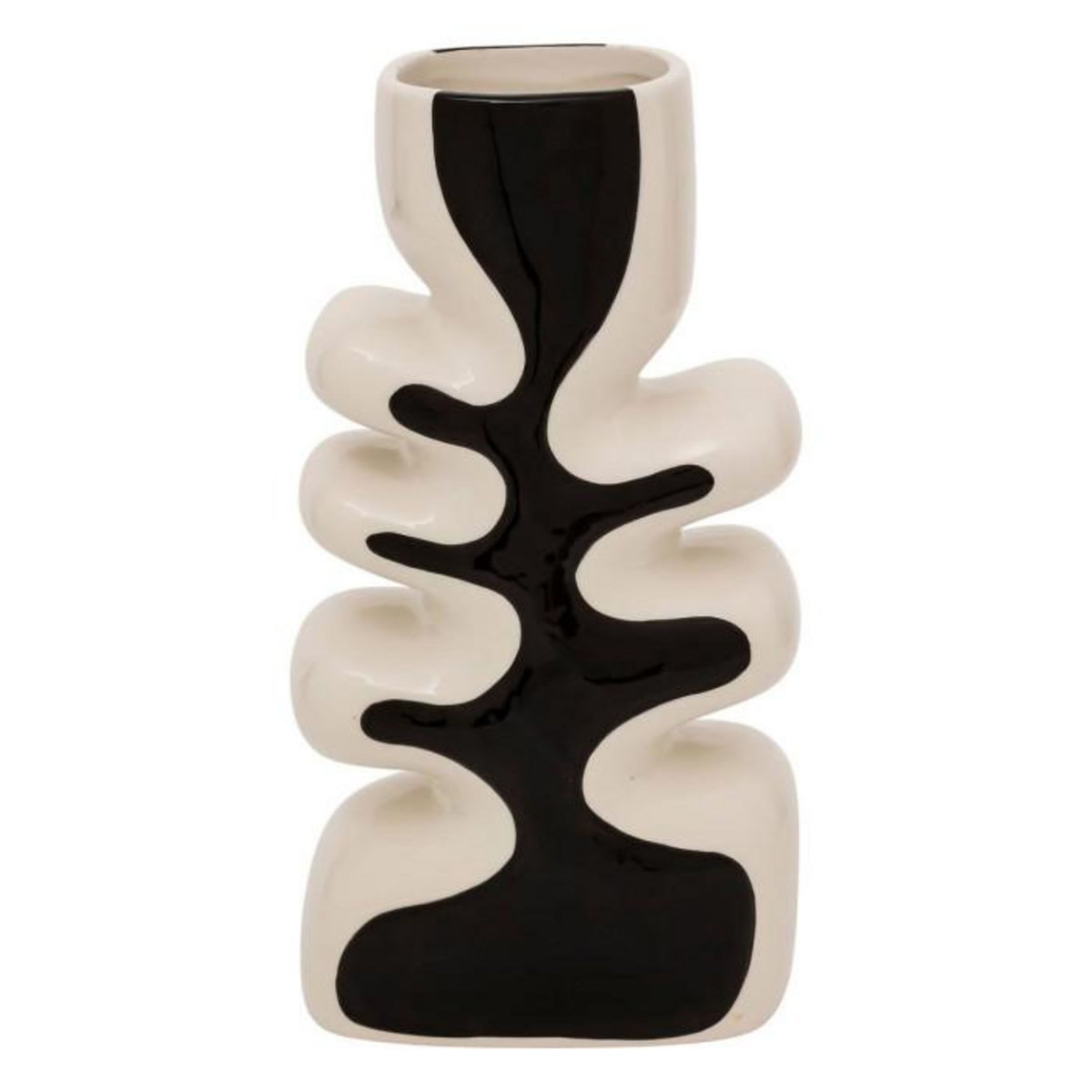 ATMOSPHERA Vase Design en Céramique  Twisted Lime  28cm Noir & Blanc