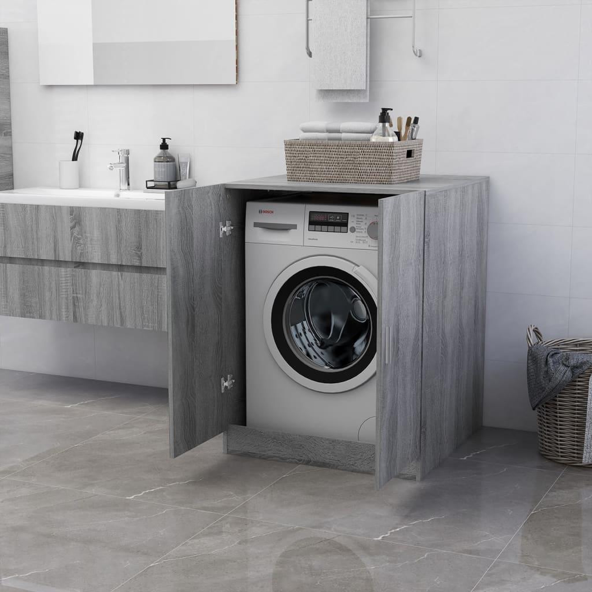 Voir la diapositive 3 : VIDAXL Meuble pour machine a laver Sonoma gris 71x71,5x91,5 cm