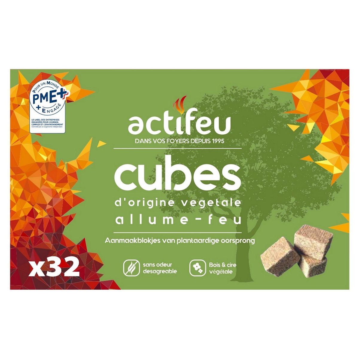 ACTUEL 32 Cubes bois compressé et cire végétale