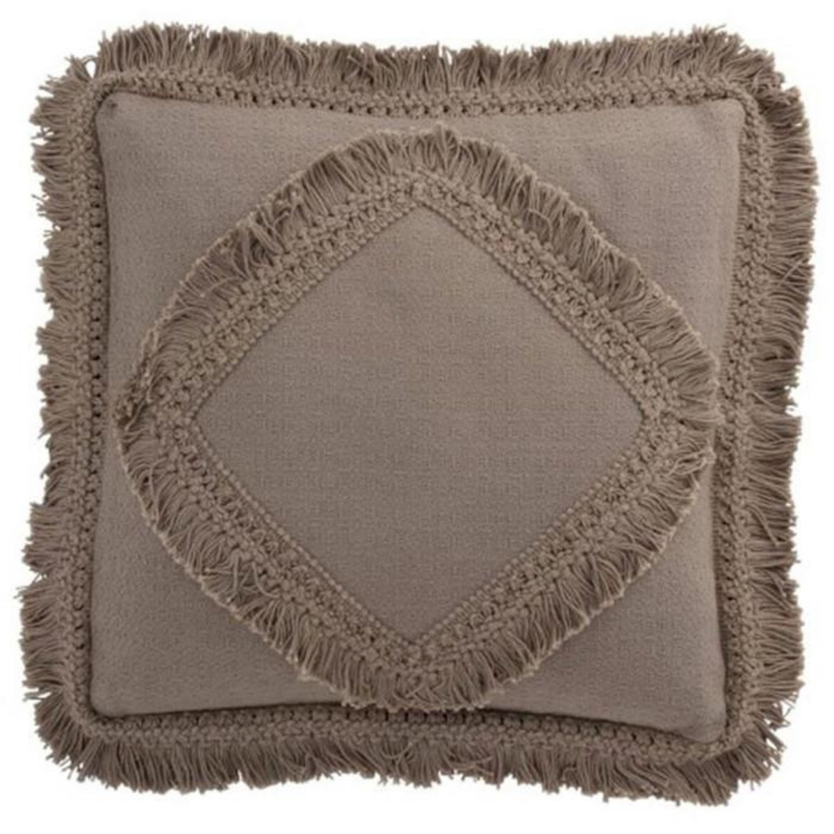 Paris Prix Coussin Déco  Bord Floches  45x45cm Taupe