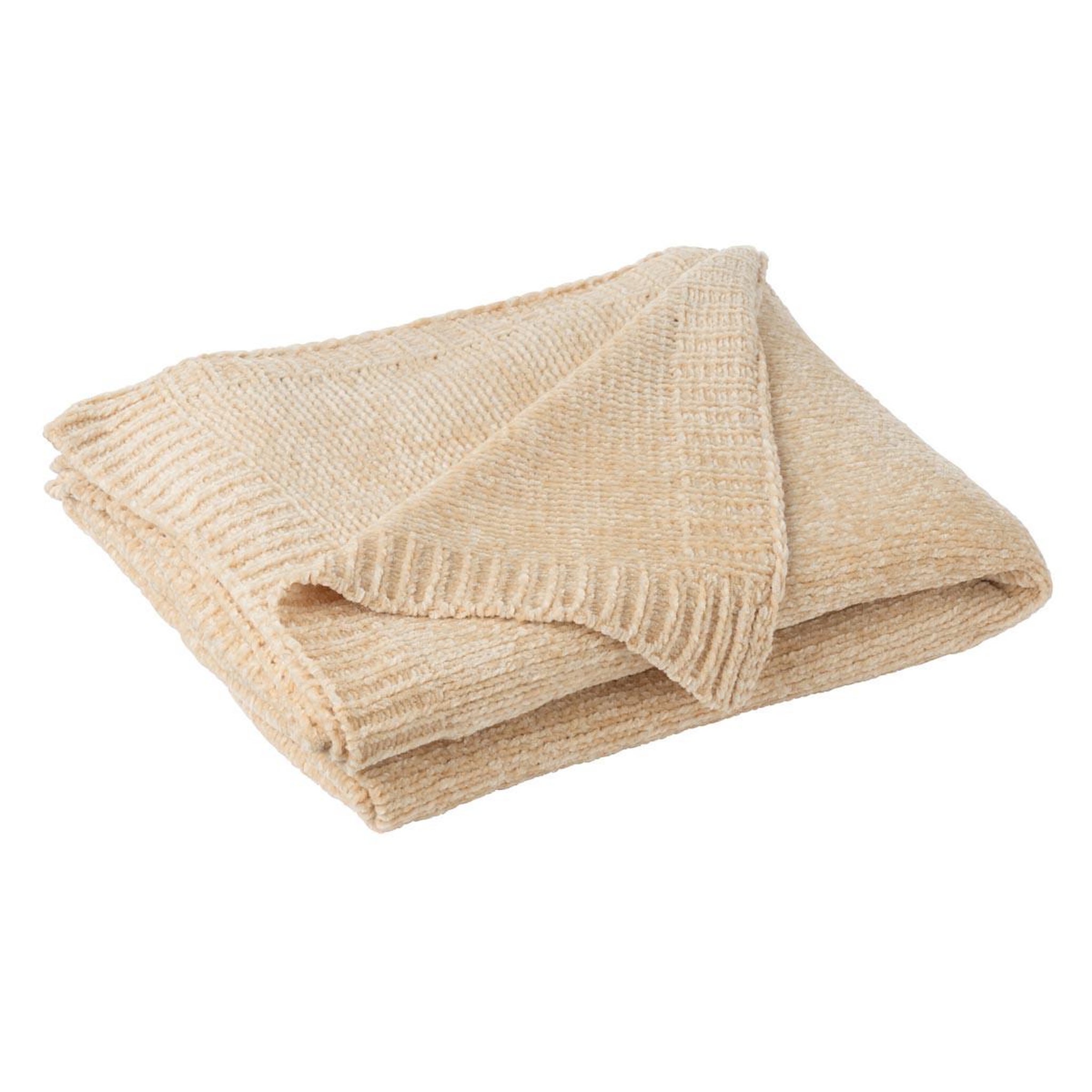 J-LINE Plaid uni chenille  bradly  130x170cm beige