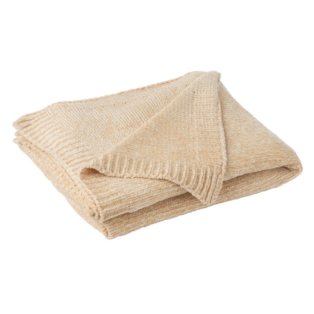 Paris Prix Plaid Uni Chenille  Bradly  130x170cm Beige