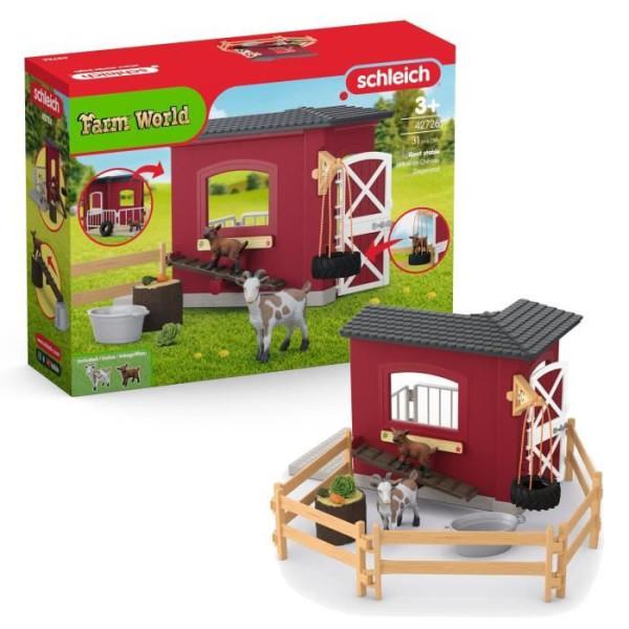 Schleich Figurine �table pour chevres, Schleich 42726 Gamme Farm World