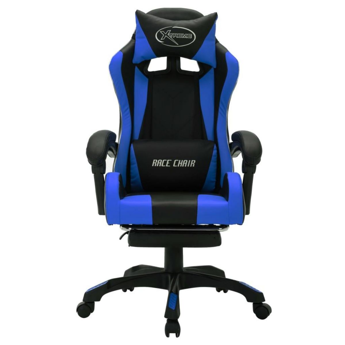 VIDAXL Fauteuil de jeux video avec LED RVB Bleu et noir Similicuir