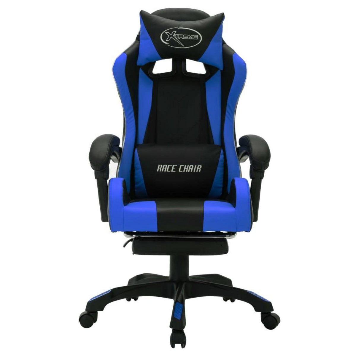 VIDAXL Fauteuil de jeux video avec LED RVB Bleu et noir Similicuir