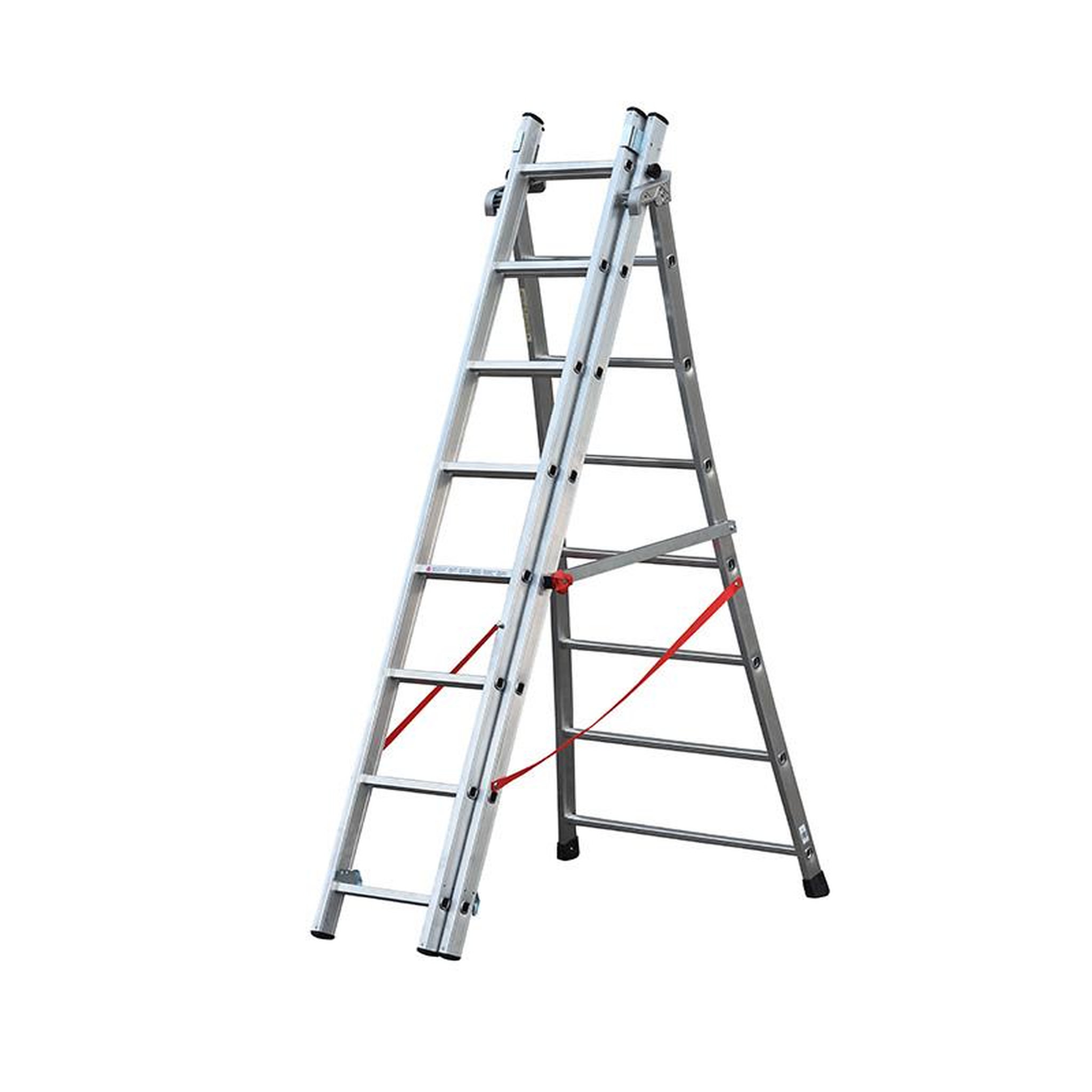 Voir la diapositive 3 : HAILO Echelle transformable pro 3 plans 3x8 échelons 4,8m/5,7m en aluminium Hailo Pro