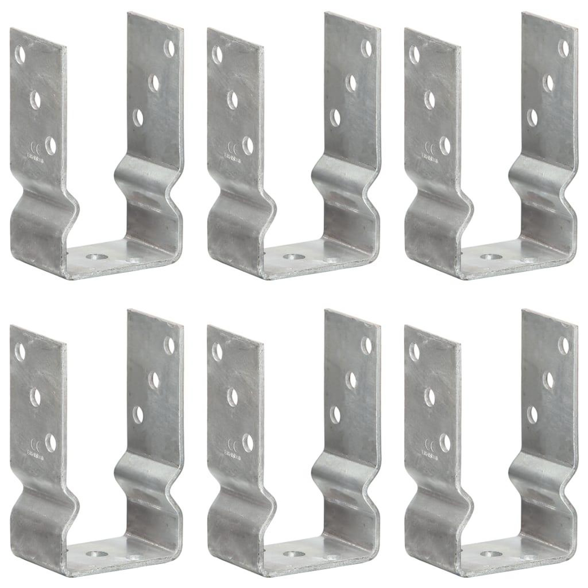 VIDAXL Piquets de cloture 6 pcs Argente 8x6x15 cm Acier galvanise