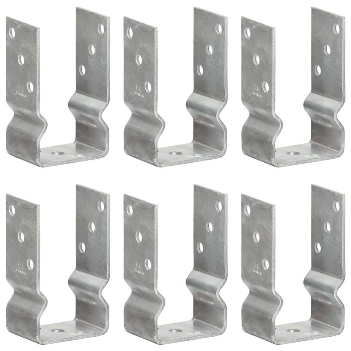 VIDAXL Piquets de cloture 6 pcs Argente 8x6x15 cm Acier galvanise