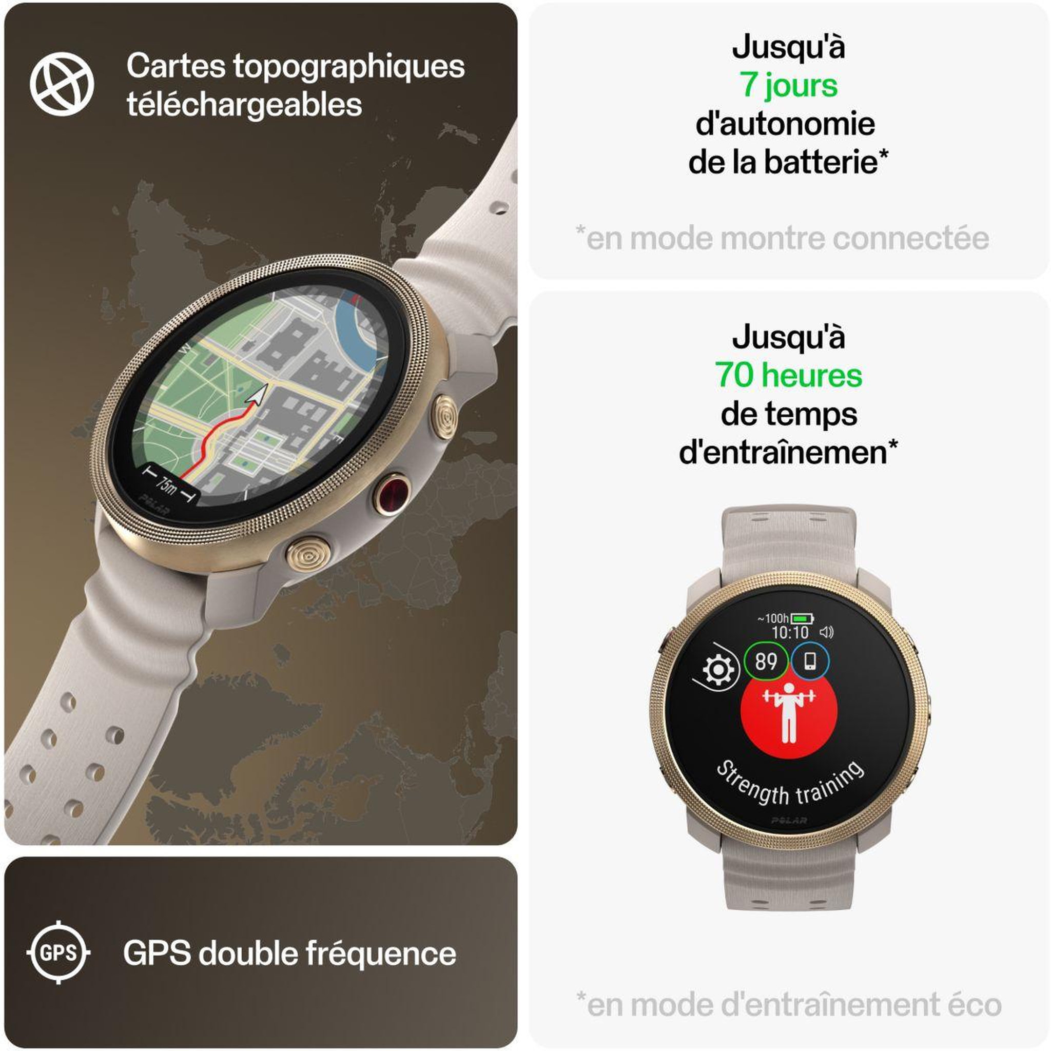 Voir la diapositive 5 : POLAR Montre sport vantage m3 biege or s-l
