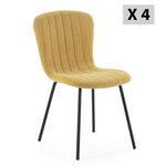 VS VENTA-STOCK Pack 4 chaises Lucky recouvertes de tissu moutarde