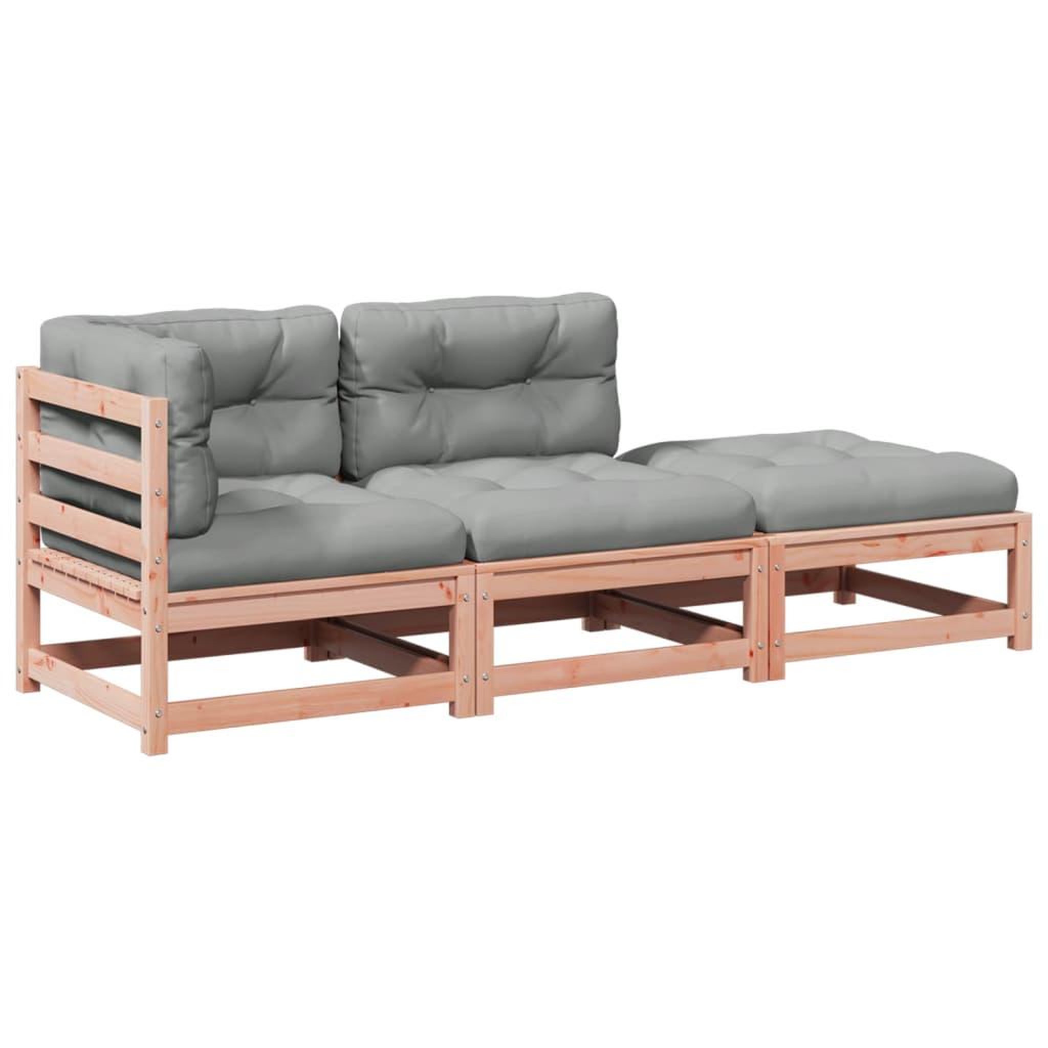 Voir la diapositive 2 : VIDAXL Salon de jardin 3 pcs et coussins bois massif sapin de douglas