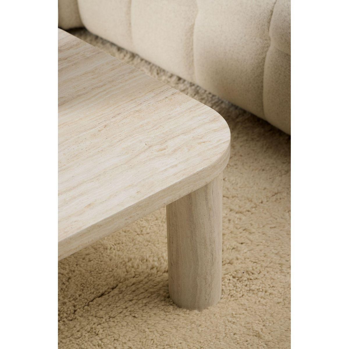 TOILINUX Table basse rectangulaire effet travertin GÖRAN - Beige