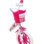 Voir la diapositive 4 : Vélo enfant - Modèle 12'' Fille  Unicorn  pour enfant de 85/100 cm avec stabilisateurs à molettes - 1 Frein - Panier avant - Porte poupée arrière