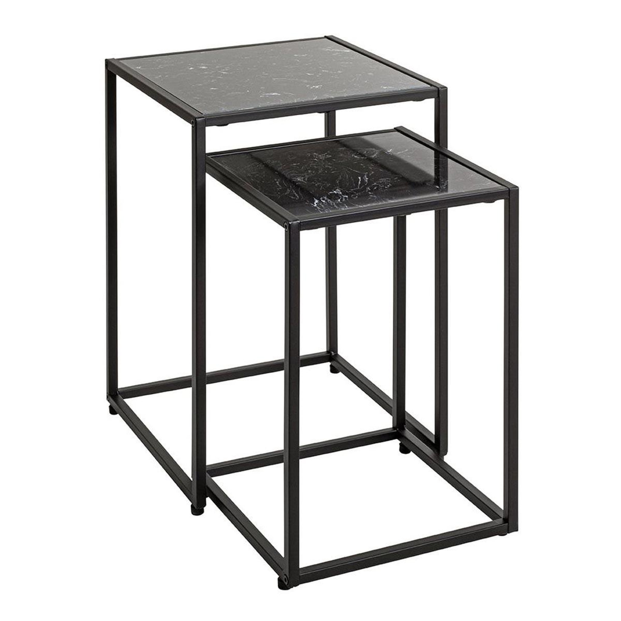 Paris Prix Lot de 2 tables d'appoint effet marbre  silvia  50cm noir