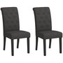 HOMCOM Lot de 2 chaises de salle à manger grand confort pieds en bois lin 47 x 61 x 101 cm anthracite
