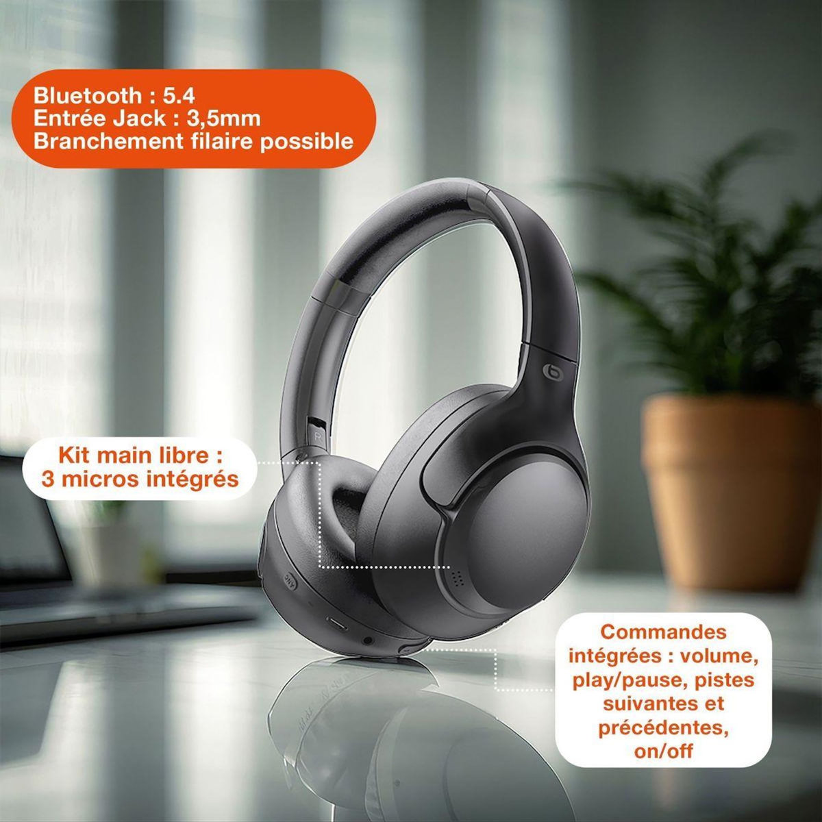 ESSENTIEL B Casque AB1070 Bluetooth NC