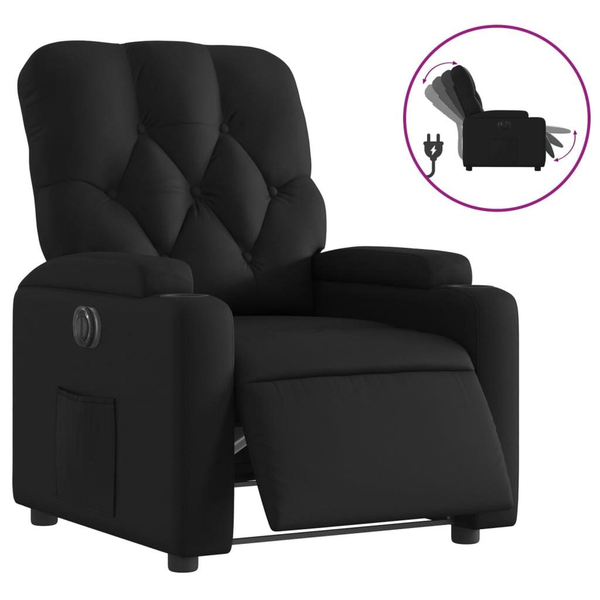 Voir la diapositive 2 : VIDAXL Fauteuil inclinable electrique Noir Similicuir