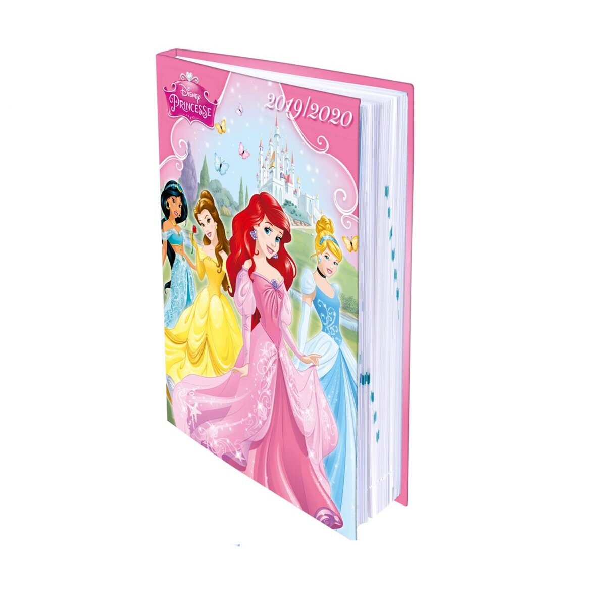 DISNEY  Agenda scolaire journalier fille 320 pages 12x17cm - couverture souple pelliculée - Princesses Disney Cendrillon, Ariel, Belle, Jasmine 2019-2020