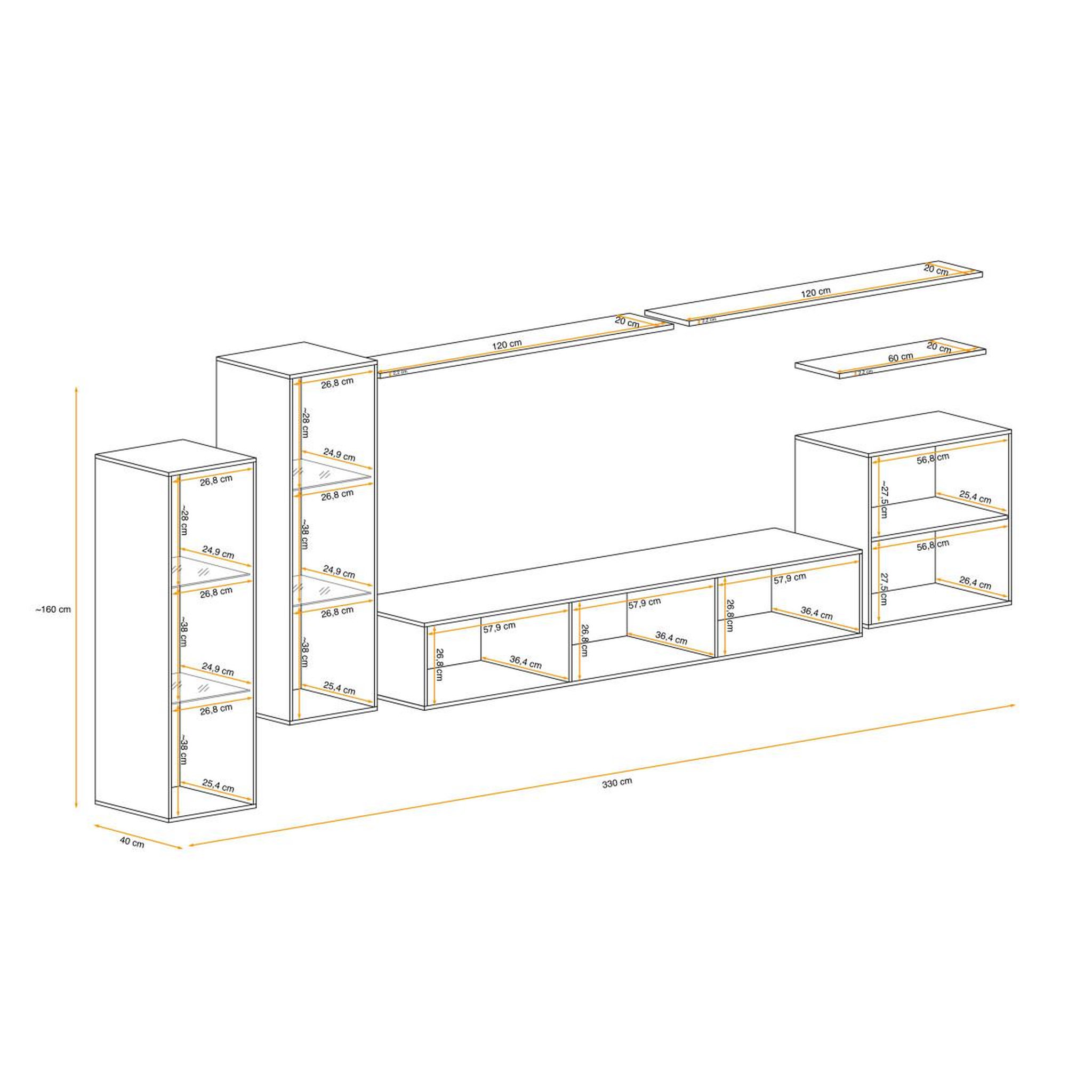 Voir la diapositive 4 : Paris Prix Meuble tv mural design  switch xi  330cm blanc & noir