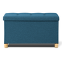 Voir la diapositive 6 : ID MARKET Banc coffre rangement sur pieds 76 cm tissu bleu canard