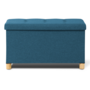 Voir la diapositive 6 : ID MARKET Banc coffre rangement sur pieds 76 cm tissu bleu canard