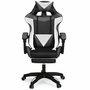 Voir la diapositive 5 : ID MARKET Fauteuil de gaming ALEX réglable avec repose-pied, coussin de tête et coussin lombaire noir blanc et gris