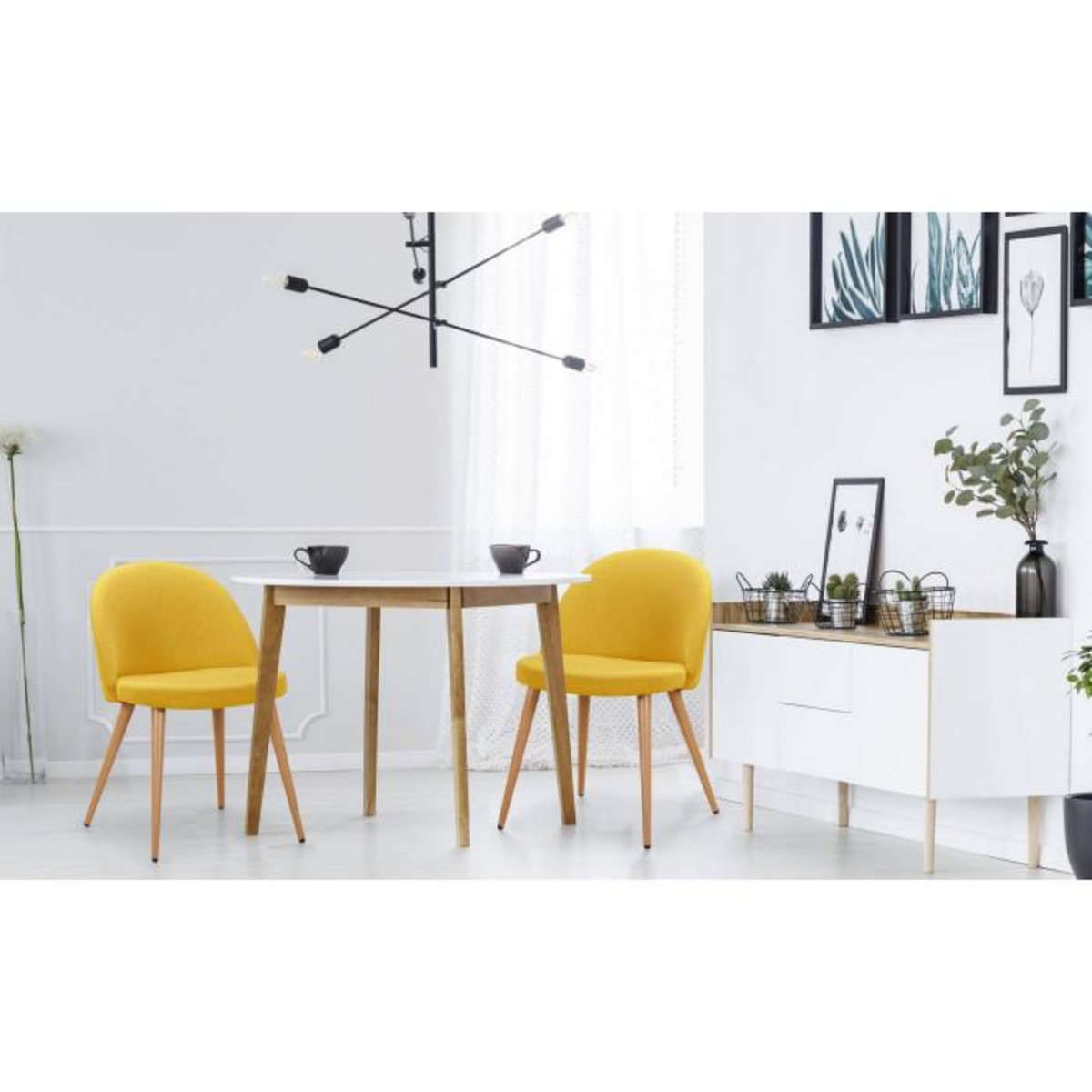 Paris Prix Lot de 6 Chaises Scandinaves Tissu  Morro  78cm Jaune