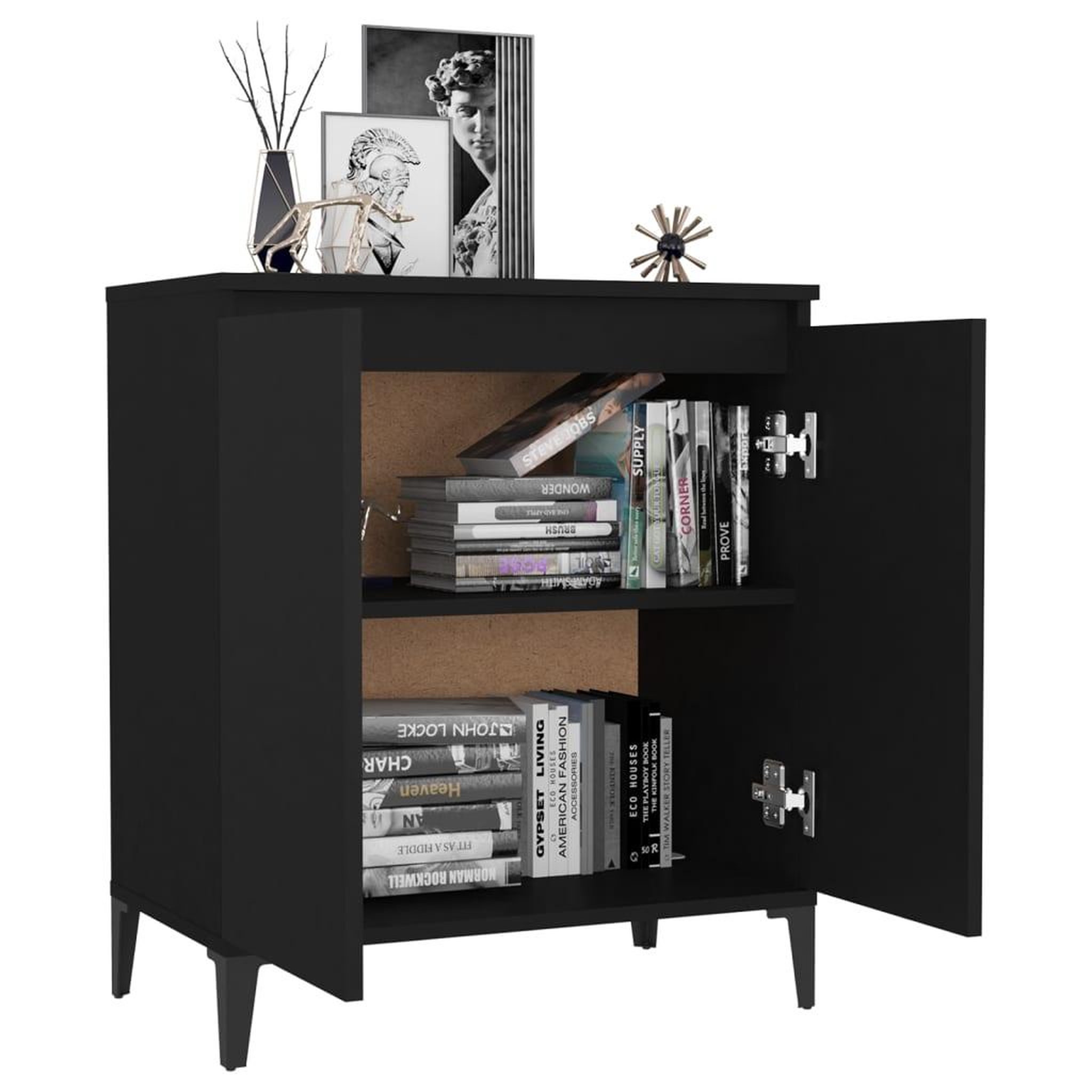 Voir la diapositive 3 : VIDAXL Buffet noir 60x35x70 cm bois d'ingenierie