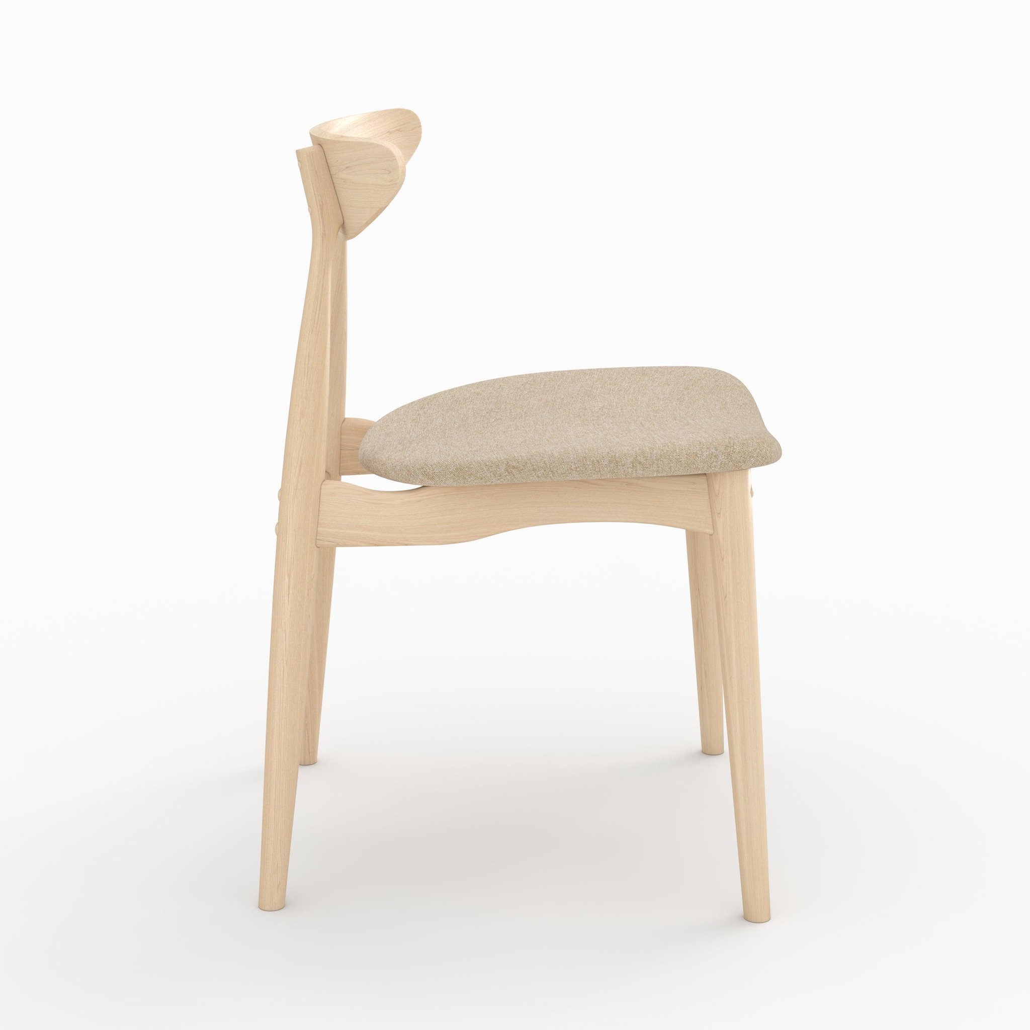 Voir la diapositive 6 : MAISON PAVANE Lot de 2 chaises en tissu beige et bois d'hévéa-josette