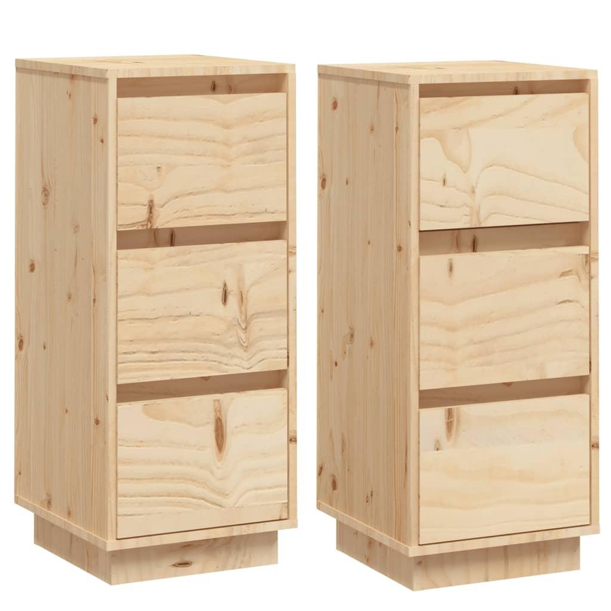 Voir la diapositive 2 : VIDAXL Buffets 2 pcs 32x34x75 cm Bois massif de pin