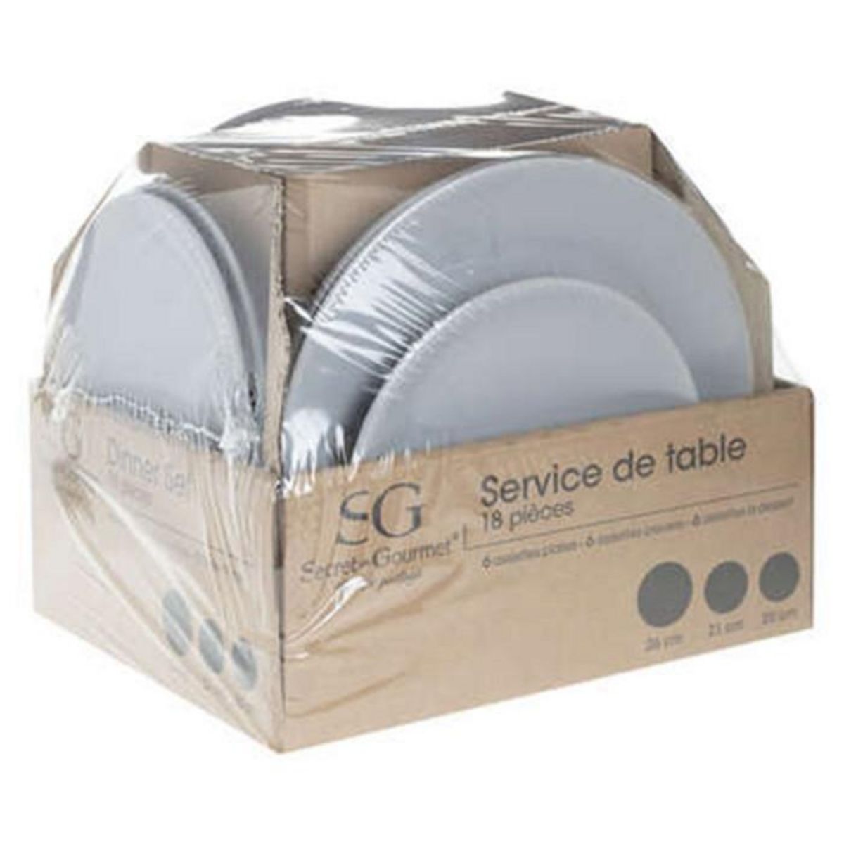SECRET DE GOURMET Service de Table 18 Pièces  Colorama  26cm Gris