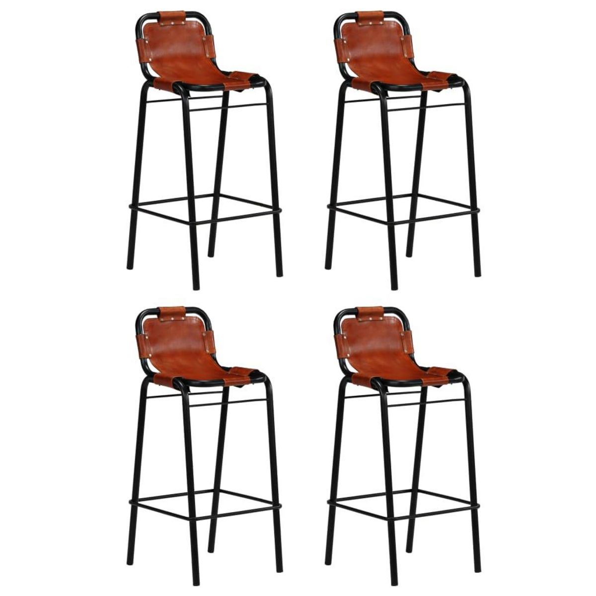 VIDAXL Ensemble de bar 5 pcs Bois massif recycle et cuir de chevre