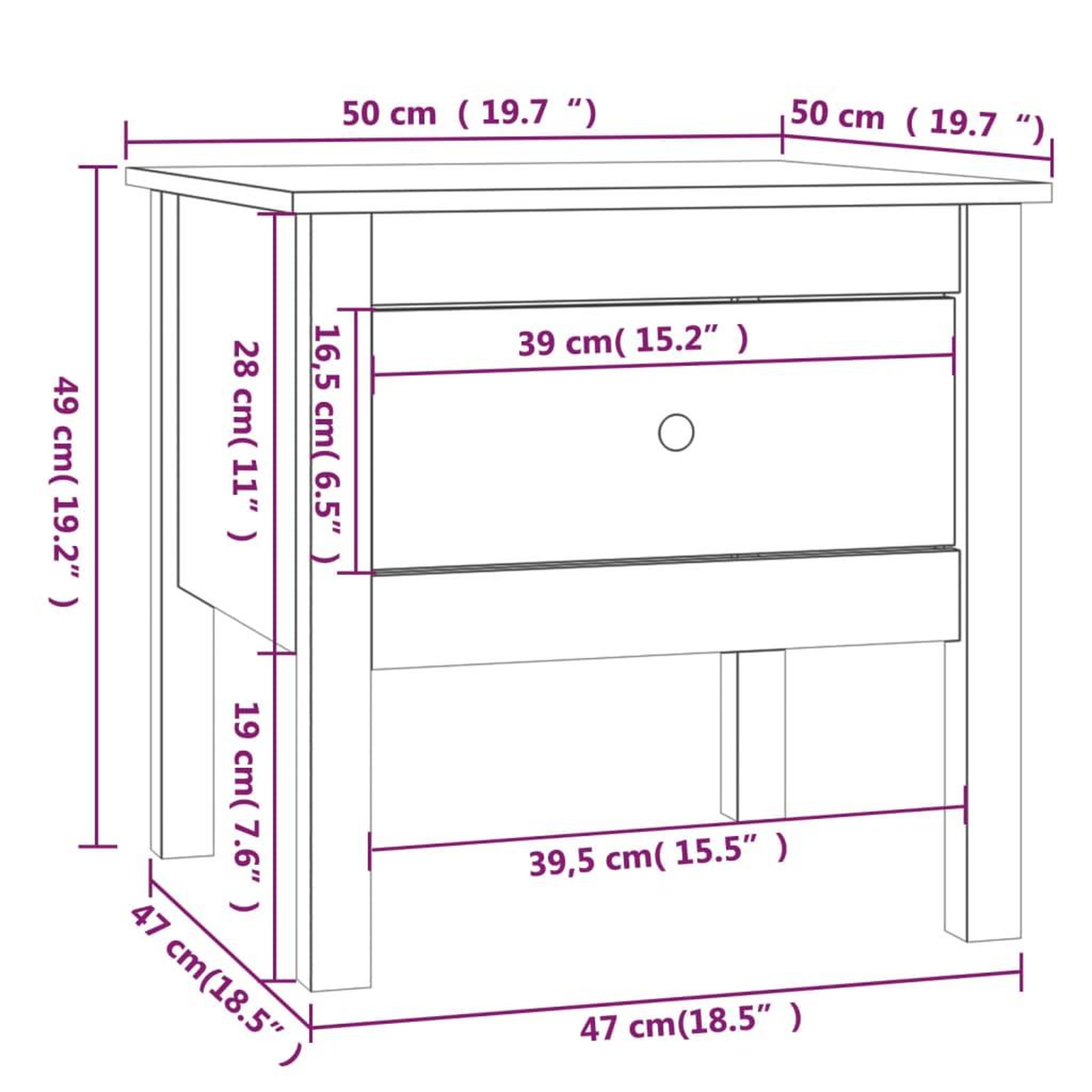 Voir la diapositive 6 : VIDAXL Tables d'appoint 2 pcs Blanc 50x50x49 cm Bois massif de pin