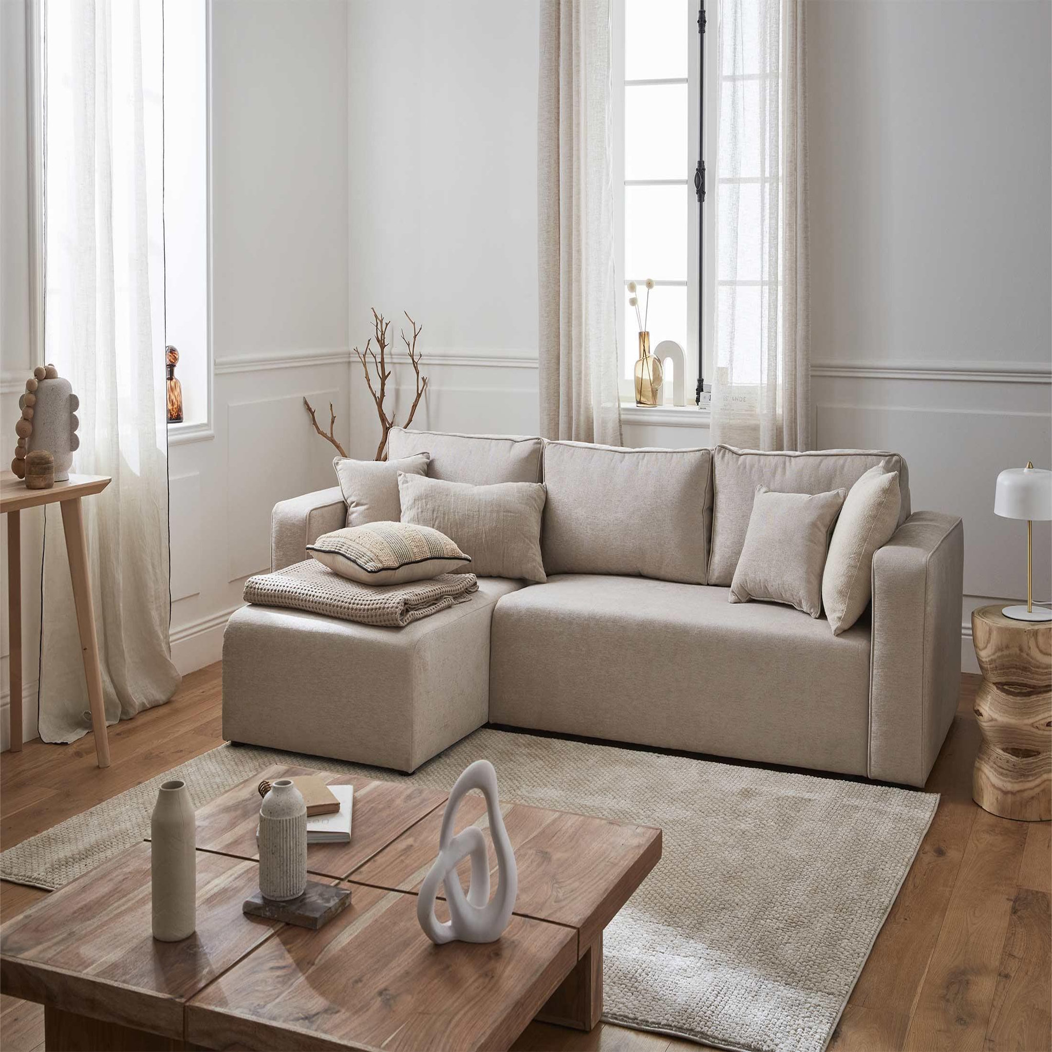 Voir la diapositive 5 : BEST MOBILIER Topaze - canapé d'angle réversible - 4 places - convertible avec coffre - en tissu