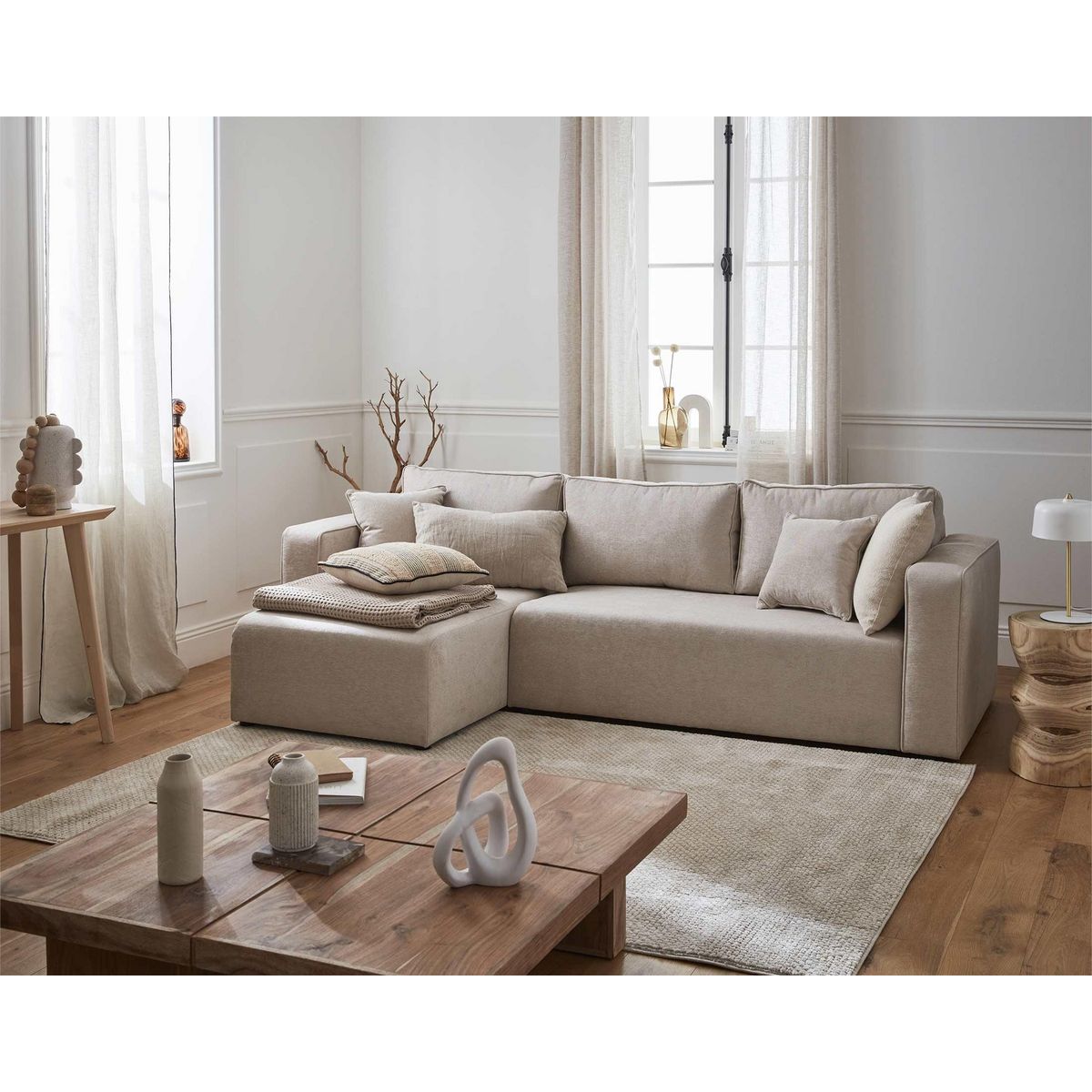 BEST MOBILIER Topaze - canapé d'angle réversible - 4 places - convertible avec coffre - en tissu