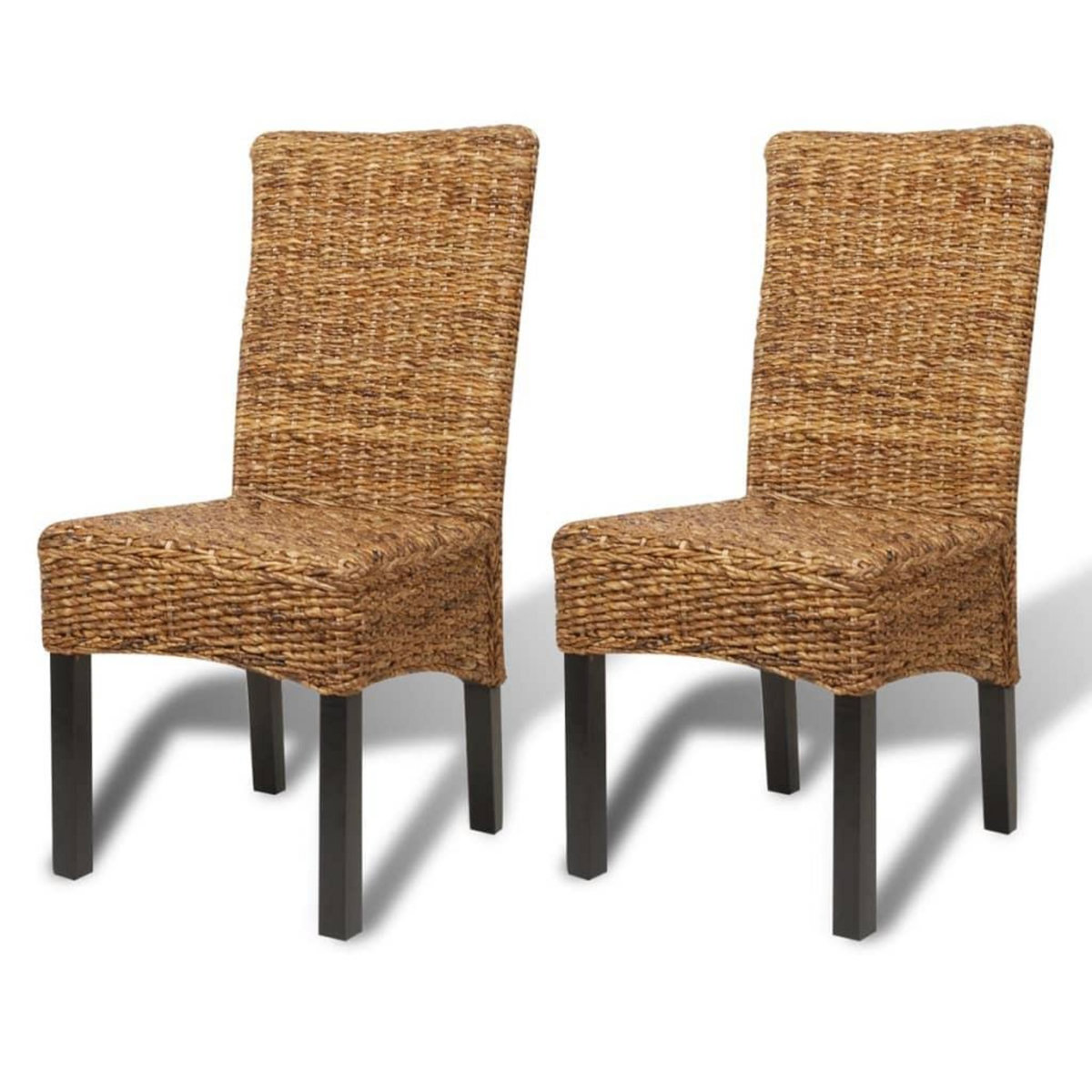 VIDAXL Chaises a manger lot de 2 bois solide de manguier et abaca