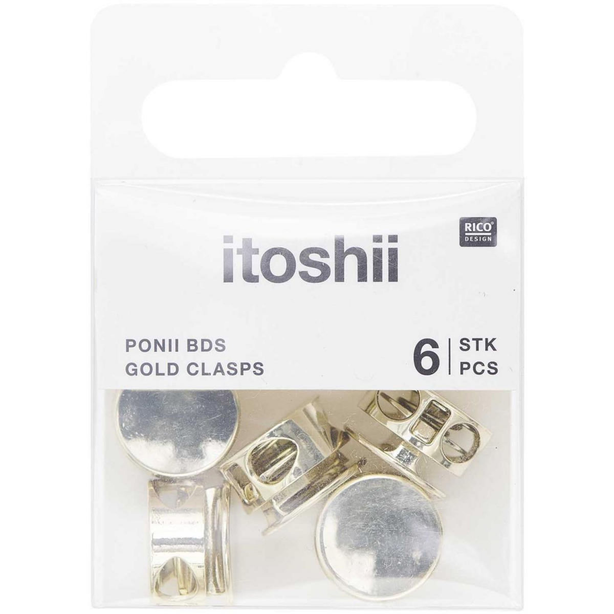 RICO DESIGN Itoshii pack de 6 claps de cordon couleur or