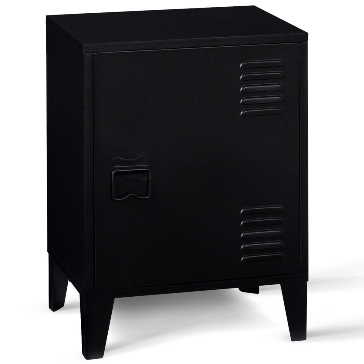 ID MARKET Table de chevet ESTER 1 porte métal noir design industriel