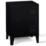 ID MARKET Table de chevet ESTER 1 porte métal noir design industriel