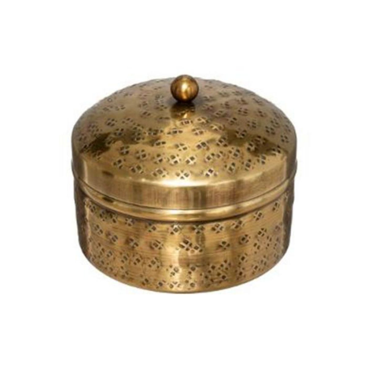 ATMOSPHERA Lot de 2 Boîtes Déco en Métal  Oasis  13cm Or