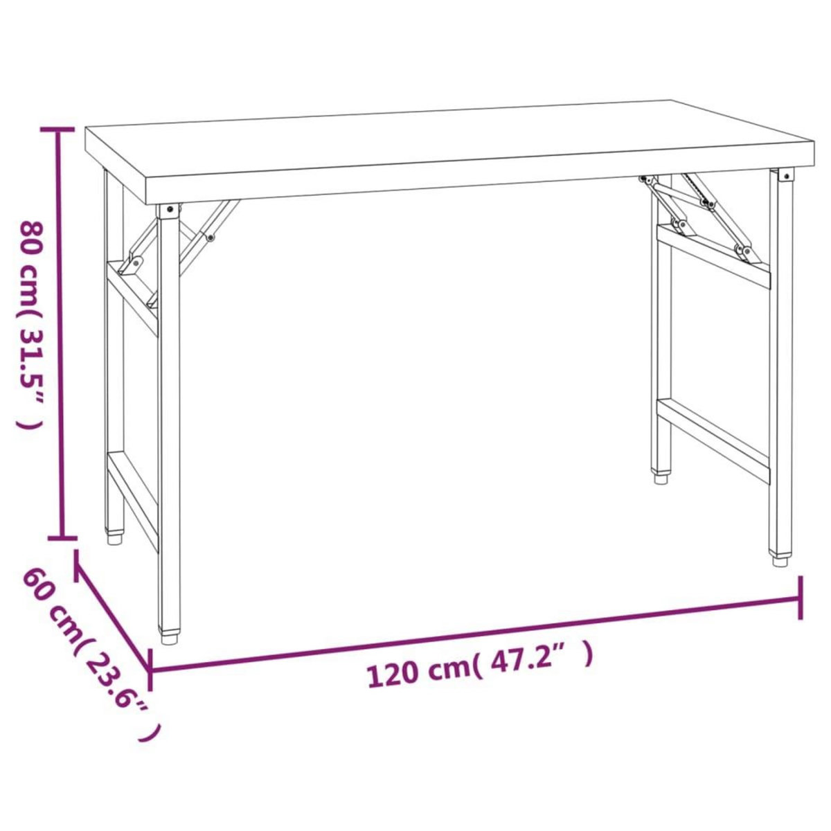 VIDAXL Table de travail de cuisine avec etagere 120x60x145 cm Inox