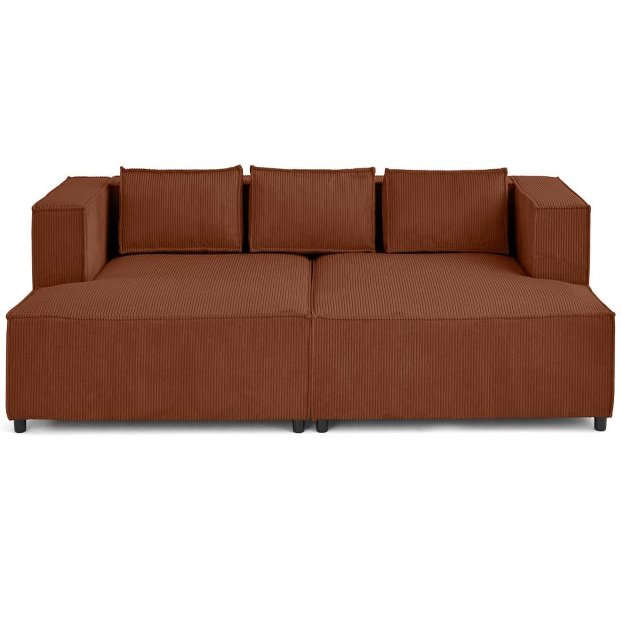 Voir la diapositive 1 : LISA DESIGN Stella - canapé droit 3 places avec double méridienne - assise profonde - en velours côtelé